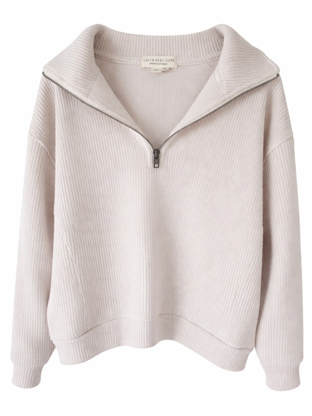 saltwater LUXE Ribbed Half-Zip Turtleneck Sweater in Cream